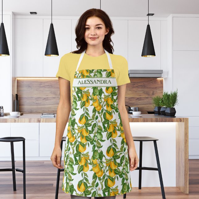 All-over Lemons Pattern Personalized Kitchen  Apron (Creator Uploaded)