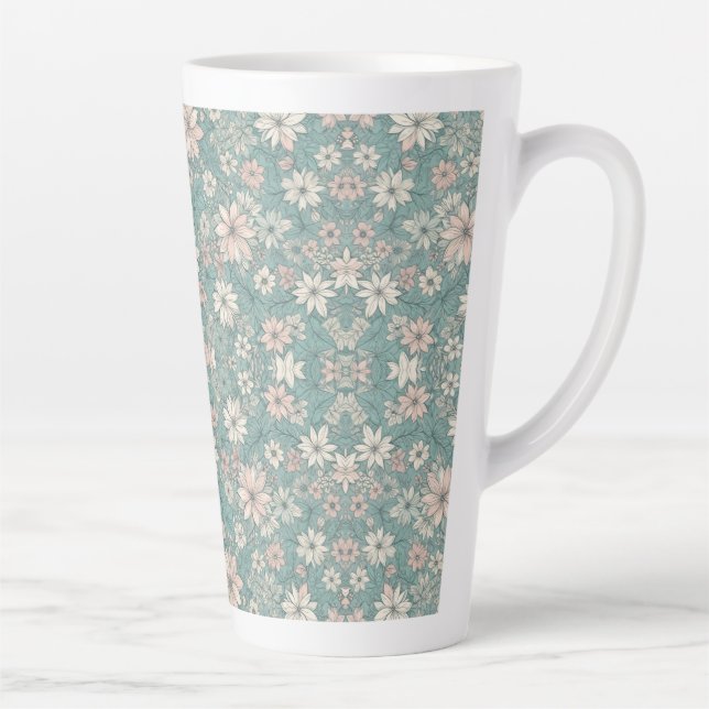 All Over Light Floral Pattern  Latte Mug (Right)