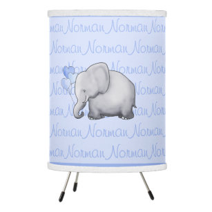 All-Over Name Cute Baby Elephants Nursery Tripod Lamp