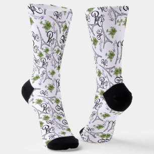 all-over Paris print with flowers Socks