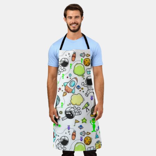 All Over Print Apron Astronaut Aliens Space