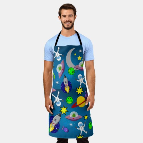 All Over Print Apron Astronaut Aliens Space