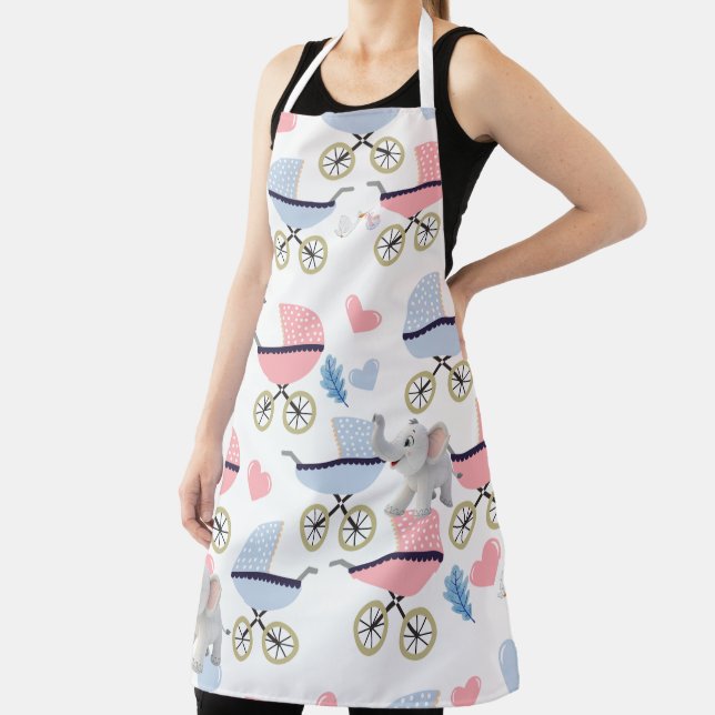 All Over Print Apron Baby Stork Stroller Elephant  (Insitu)