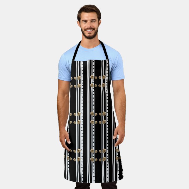 All Over Print Apron Black and White Skulls (Worn)