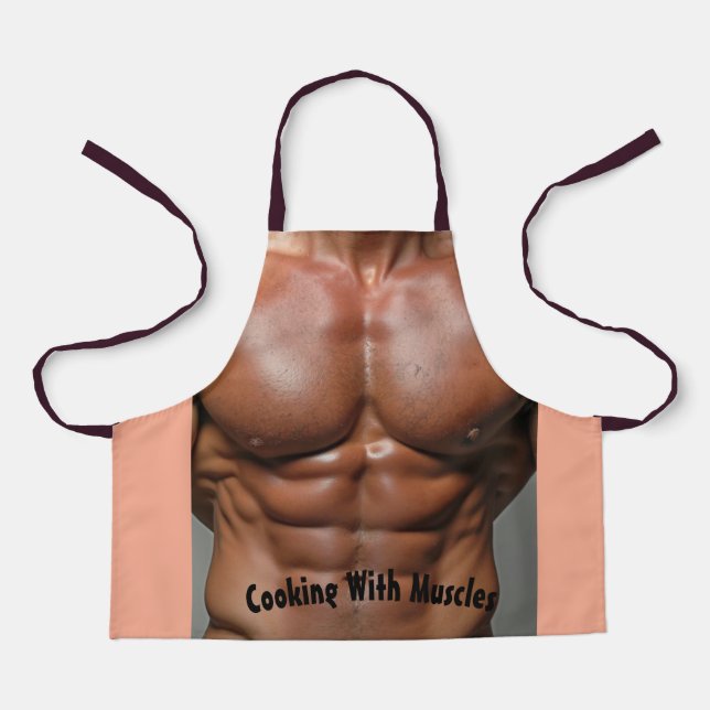 All-Over Print Apron Cooking With Muscles – Flavor (Front)