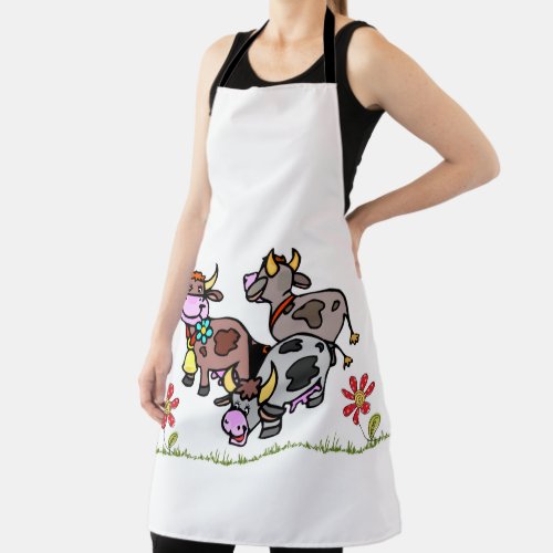 All Over Print Apron Cow Moo Floral