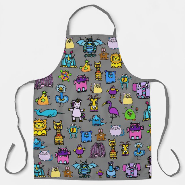 All-Over Print Apron - Gray (Adult Large) (Front)