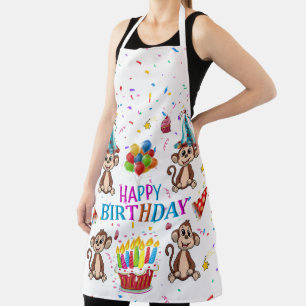 All Over Print Apron Happy Birthday Monkey