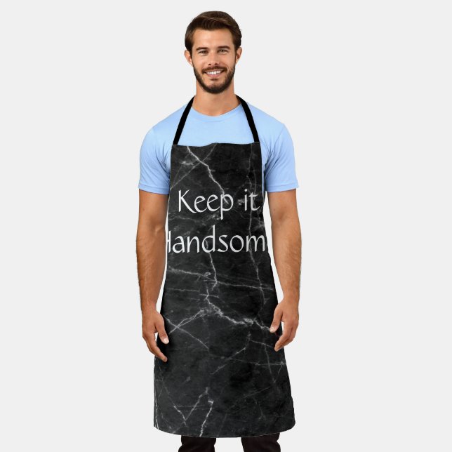 All Over Print Apron Keep it Handsome Black Marble (Worn)