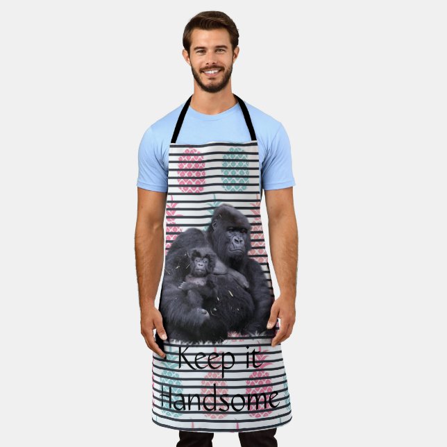 All Over Print Apron Keep it Handsome Gorilla (Worn)