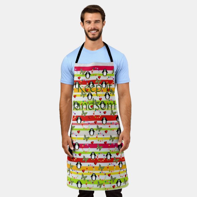 All Over Print Apron Keep it Handsome Penguin (Worn)