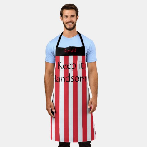 All Over Print Apron Keep it Handsome Red Stripe