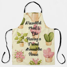 All-Over Print Apron, Large with Plant Quote