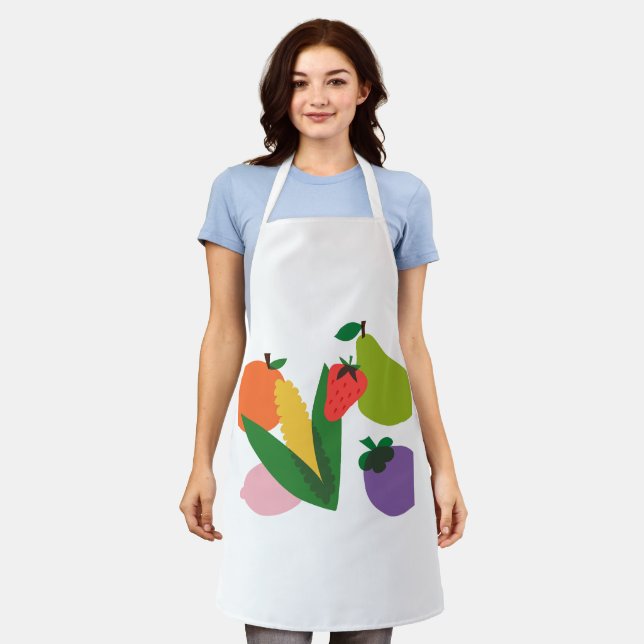 All-Over Print Apron, Medium fruits et légumes  Apron (Worn)