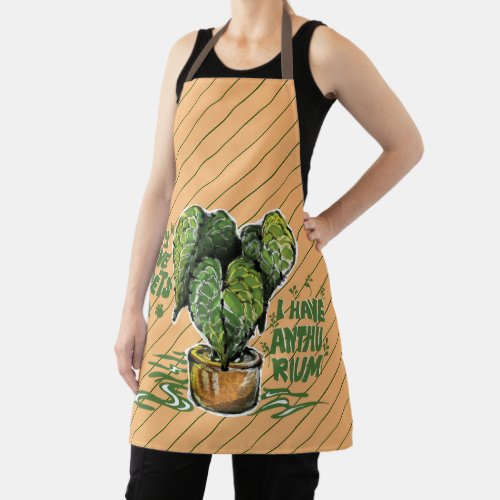 All_Over Print Apron Meme Anthurium Plant Anxiety 