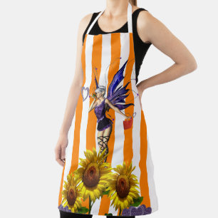 All Over Print Apron Orange Stripe Sunflower Fairy