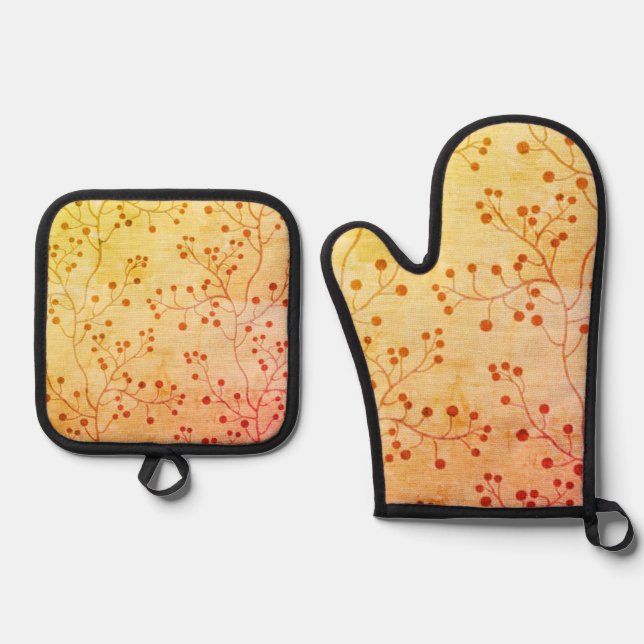 All-Over Print Apron Oven Mitt & Pot Holder Set (Front)
