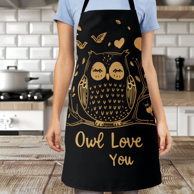 All-Over Print Apron Owl Black Gold (Creator Uploaded)
