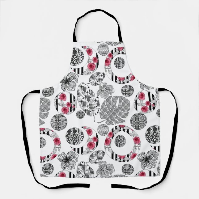All-Over Print Apron,Red and Black, Quilting  Apron (Front)