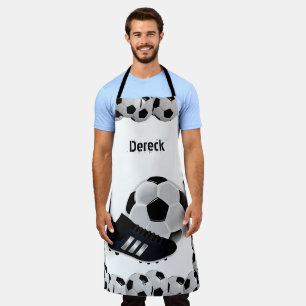 All Over Print Apron Soccer Sports Black and White