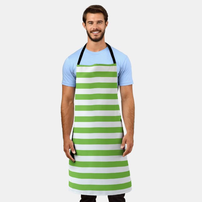 All Over Print Apron Stripe Green and White (Worn)