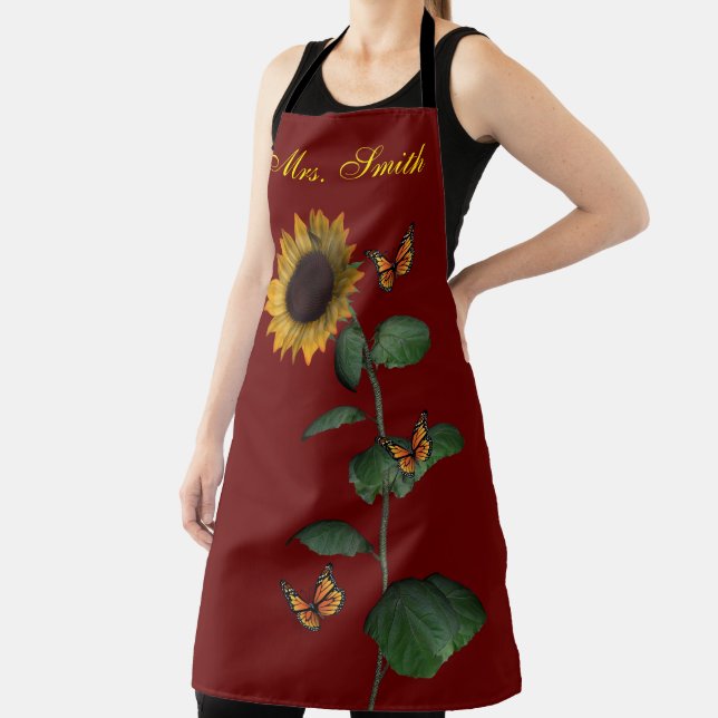 All Over Print Apron Sunflower Butterfly (Insitu)