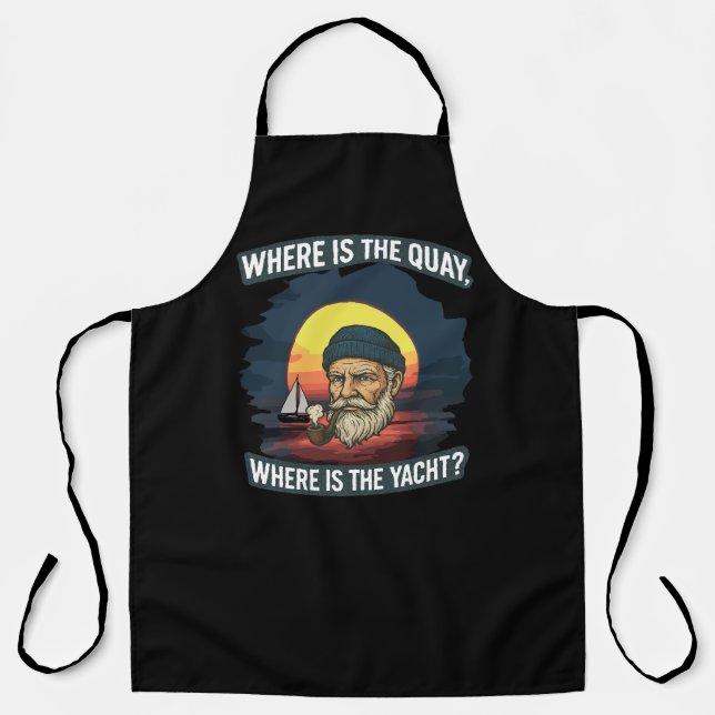 All-Over Print Apron Where is the quay, where is t (Front)