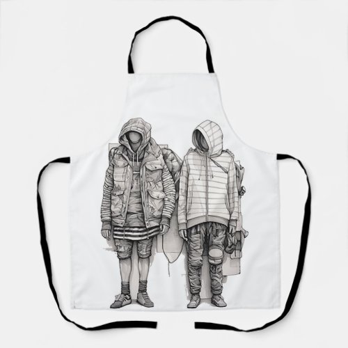 All_Over Print Apron with Line Drawing Down Jacket