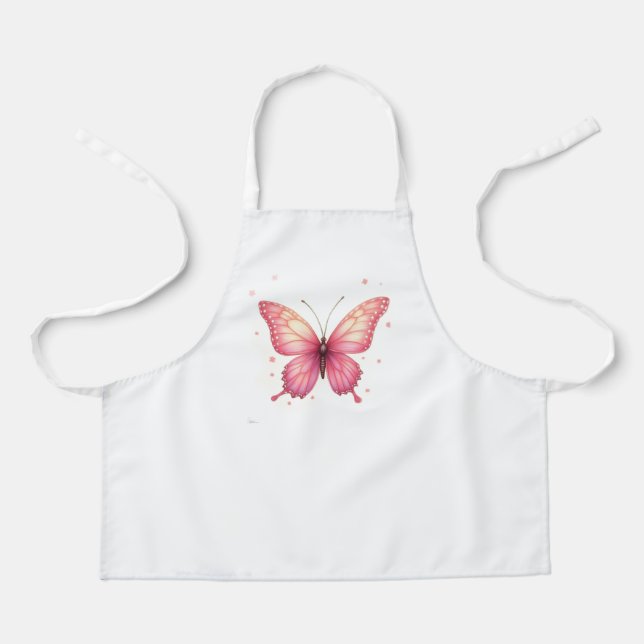 All-Over Print Apron with Pink Butterfly (Front)