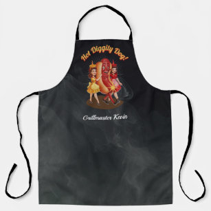All-Over-Print Apron with Vintage Animated Hot Dog
