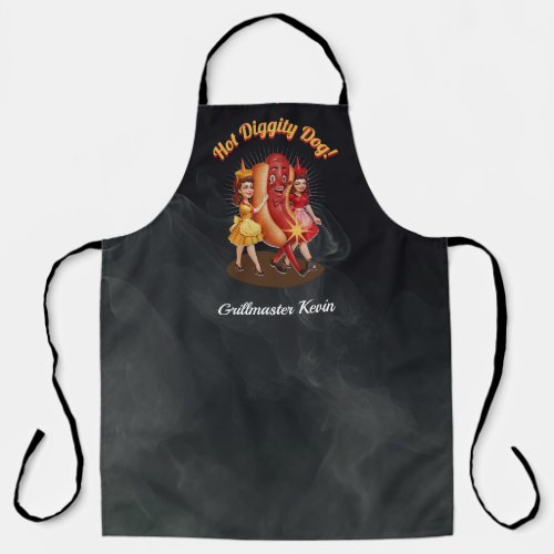 All_Over_Print Apron with Vintage Animated Hot Dog