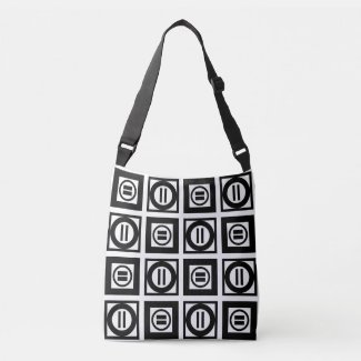 All-Over-Print Black and White Equal Sign Pattern Crossbody Bag
