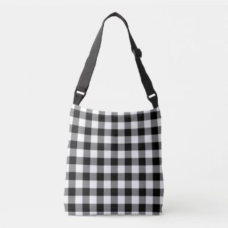 All-Over-Print Black and White Gingham Pattern Crossbody Bag