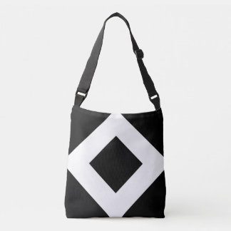 All-Over-Print Black Diamond, Bold White Border Crossbody Bag