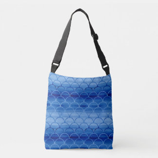 All-Over-Print Blue Watercolor Scale Pattern Crossbody Bag