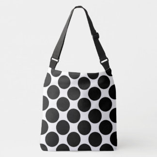 All-Over-Print Bold Black Polka Dots on White Crossbody Bag