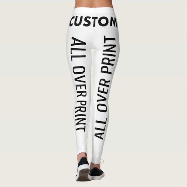 All Over Print Custom Leggings (Custom leggings personalized all over print yoga pants back view.)