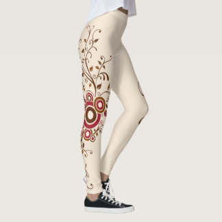All Over Print Floral Vine Flower Cream Leggings