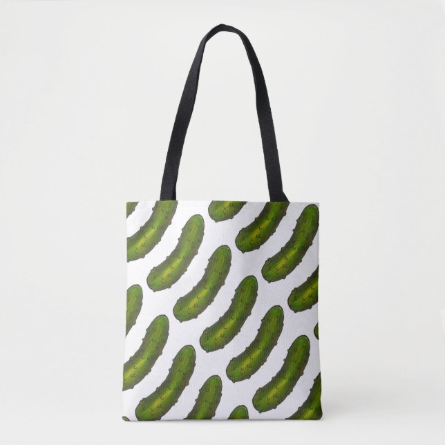 All-Over Print Green Dill Pickle Pickles Tote Bag (Front)
