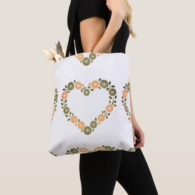 All-Over-Print Heart Shoulder Tote Bag (Close Up)