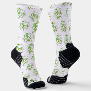 all-over print I love you in green Socks