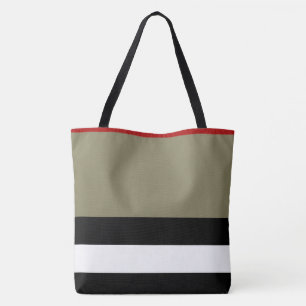 All Over Print Large Tote - Black Red Stripe Bag