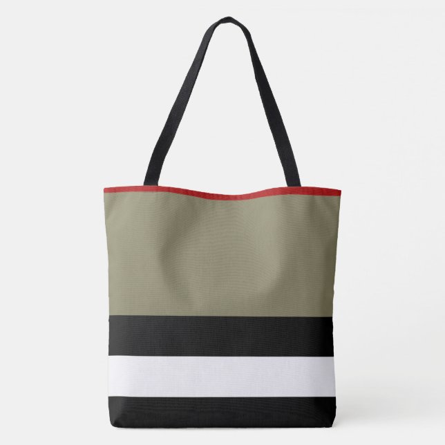All Over Print Large Tote - Black Red Stripe Bag (Back)