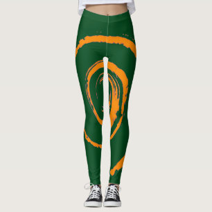 All Over Print Leggings with Orange Twirl