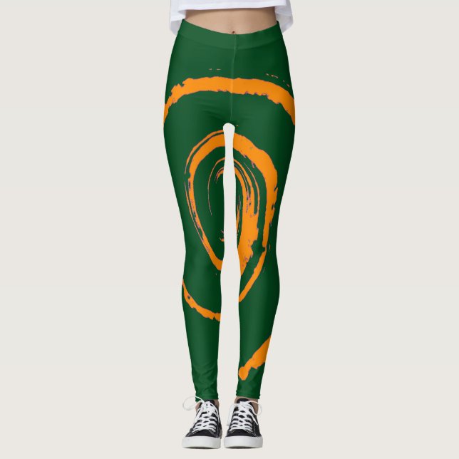 All Over Print Leggings with Orange Twirl (Front)