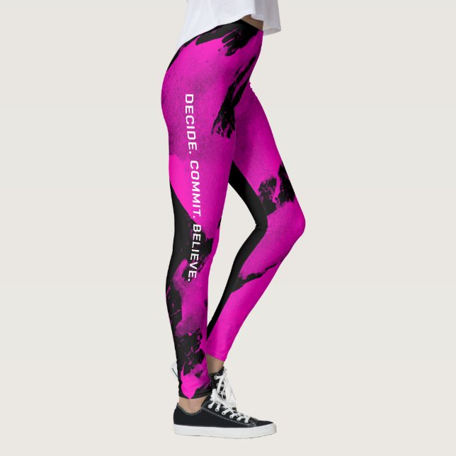  All Over Print Leggins Brushy Pink Black  Leggings (Right)