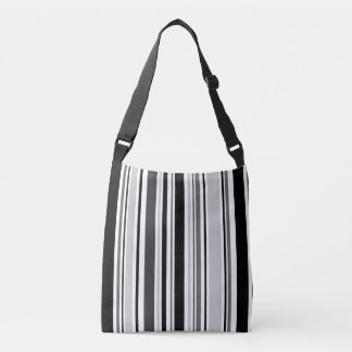 All-Over-Print Modern Black, White, Grey Stripes Crossbody Bag