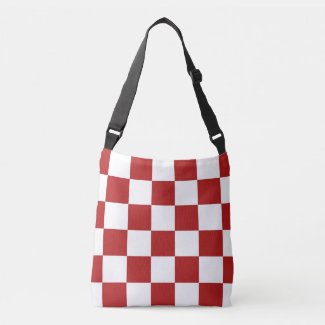 All-Over-Print Red and White Checkered Pattern Crossbody Bag