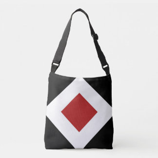 All-Over-Print Red Diamond, White Border on Black Crossbody Bag