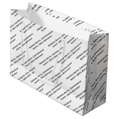 All_over Print Repeating Your Text _ BlackWhite Large Gift Bag